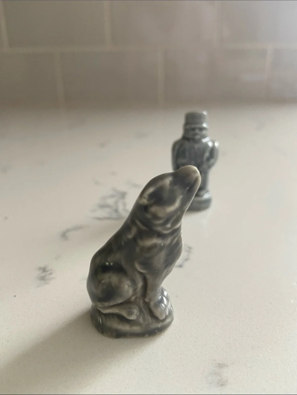 Vintage Wade England Whimsies Lot of 5 Gray Miniature Figurines Whale Wolf Eleph